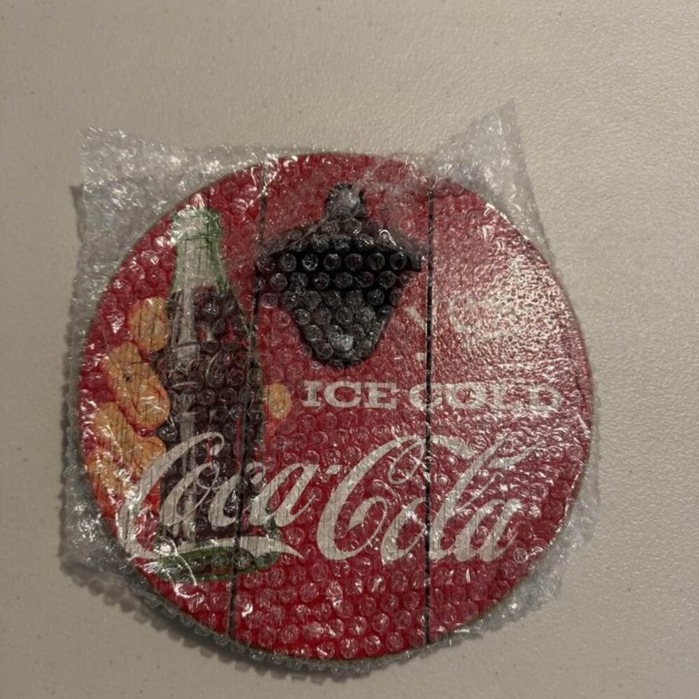 Coca-Cola 8" Vintage Look Wooden Sign with Bottle Opener